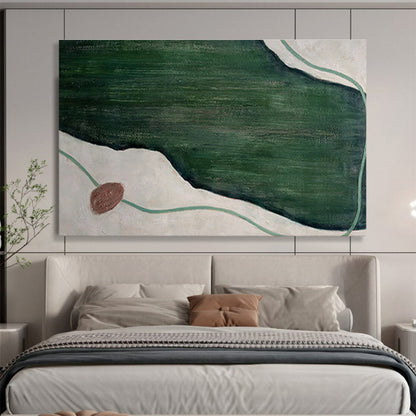 Green - White Abstract Terrain - Abstract Landscape Painting On Canvas DKH610