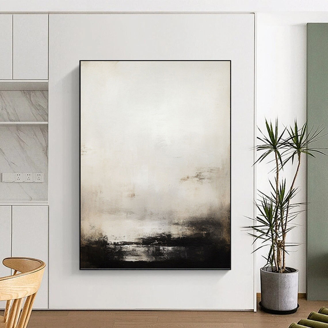 Monochromatic Gray and White Abstract - Abstract Painting On Canvas DKH1498