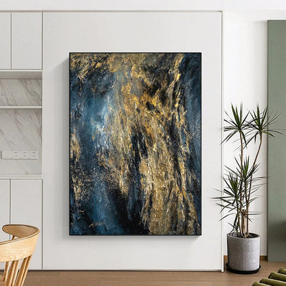 “Dark Gold Abstraction” - Dark & Gold Abstract Painting On Canvas CT2246