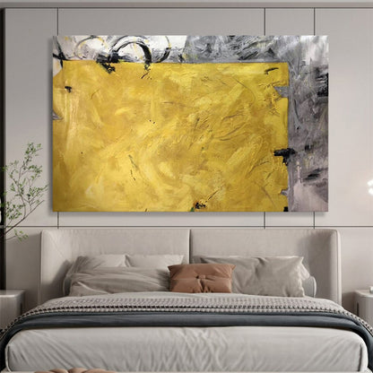 “Bold Yellow and Gray Abstract” Modern Abstract Painting On Canvas DLZ153