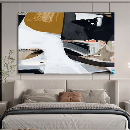 “Abstract Collage of Shapes and Colors” Modernist Mixed - media Painting On Canvas DLZ127