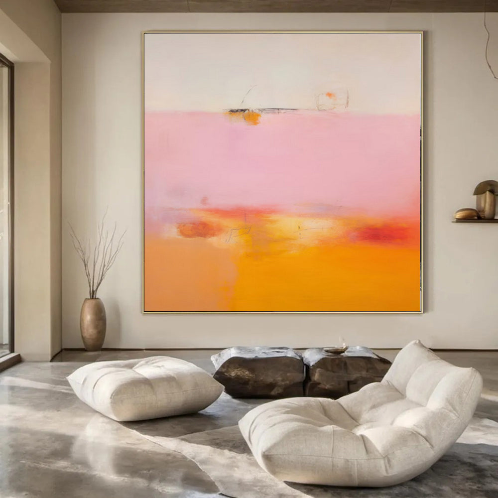 “Soft Pink - Orange Horizon” – Color Field Painting CT1175