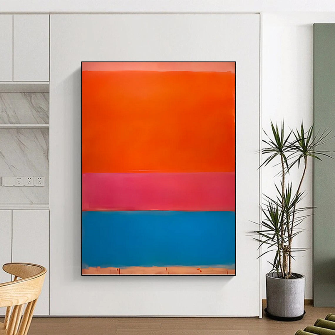 “Color Block Trio in Orange, Pink & Blue” - Classic Color Field Painting On Canvas DKH1604