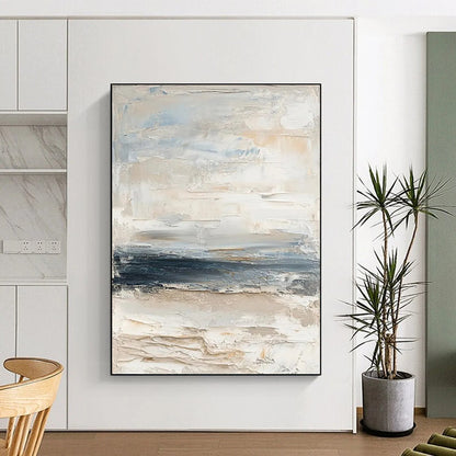 “Neutral Abstract Textures” - Beige, Gray, Blue Subtle Layers Painting On Canvas DTP298