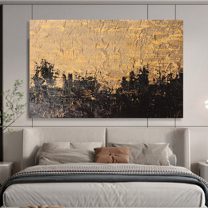 “Textured Gold and Black - Abstract Landscape” Painting On Canvas DKH020
