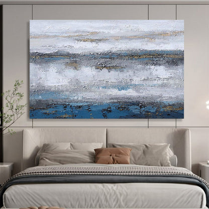 Blue - Gray Abstract Horizon - Abstract Landscape Painting On Canvas DKH609