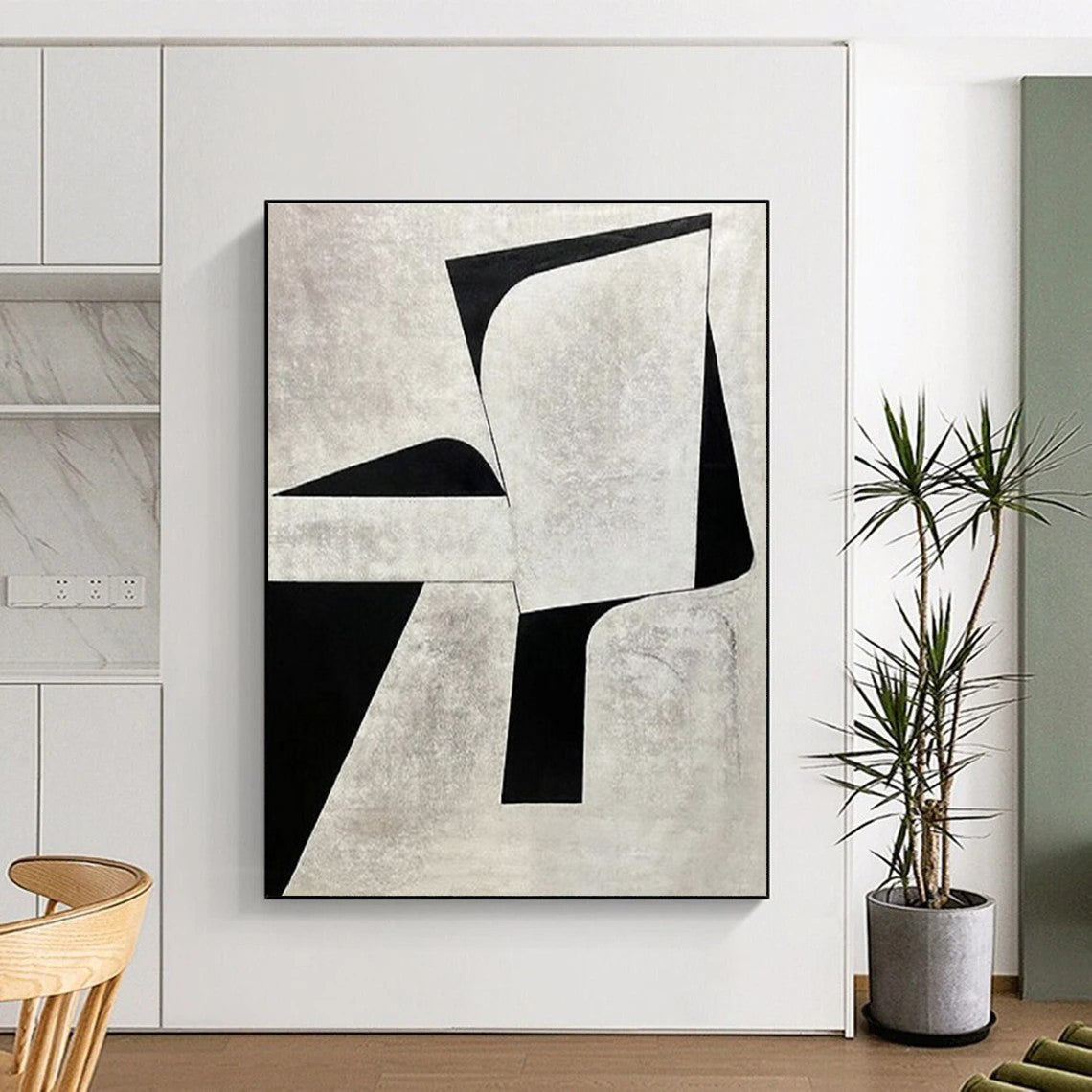 “Black and White Geometric Forms”，Abstract Minimalist Style CT0671