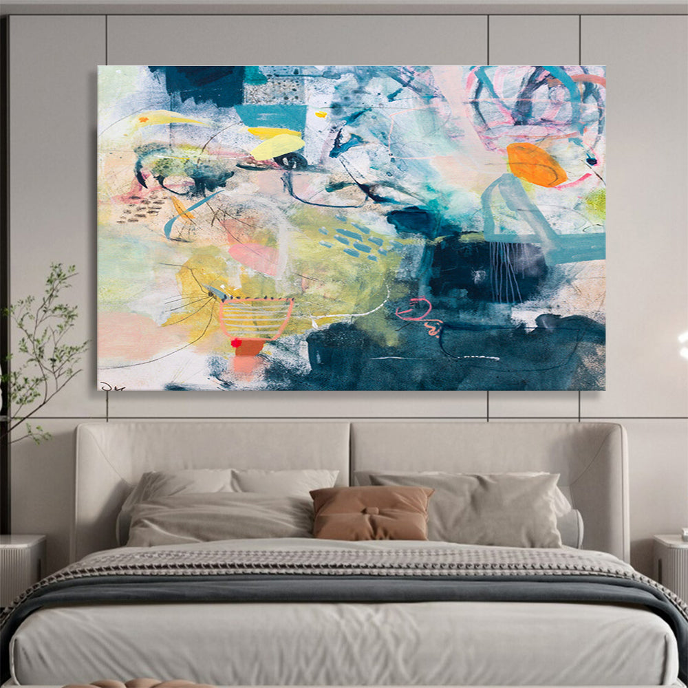 Colorful Abstract with Organic Shapes “Nature's Abstract Symphony” Painting On Canvas DKH076