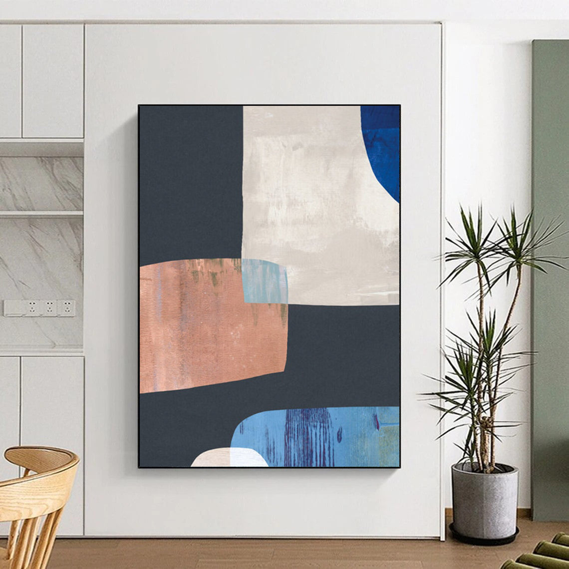 “Geometric Color Block Abstract” - Minimalist Geometric Abstract Painting On Canvas DTP200