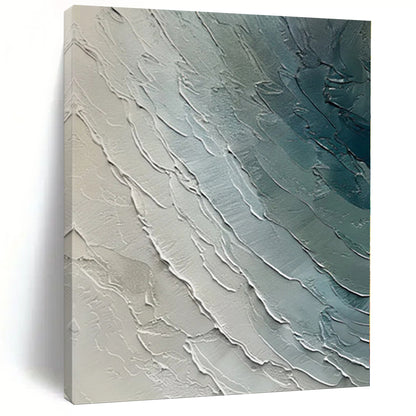 “Textured Sea Layers” - Abstract Acrylic with Shades of Blue, Gray, White CT0084