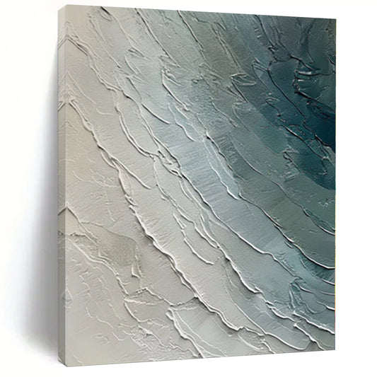 “Textured Sea Layers” - Abstract Acrylic with Shades of Blue, Gray, White CT0084