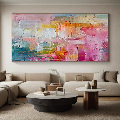 “Vibrant Pink Palette” - Abstract Painting with Pink, Orange, Blue, Green CT0089