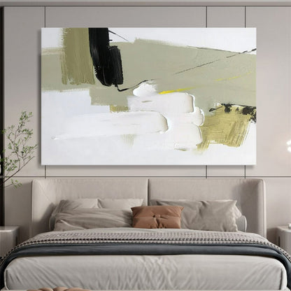 “Earthy Accents” - Black, white, beige, olive; layered blocks and thin lines CT1566