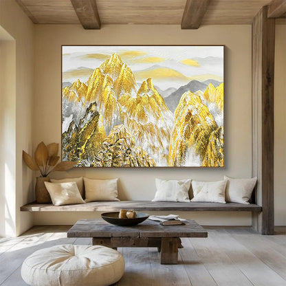 “Golden Mountain Majesty” - Gold, white, gray; painted mountains with a golden glow CT1556