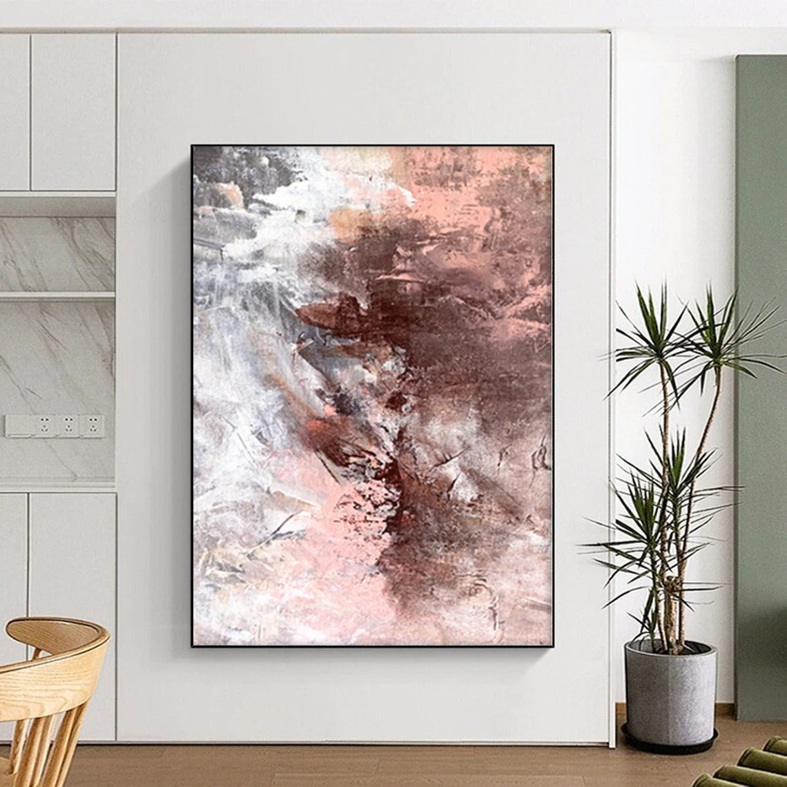 “Pink Brown Fusion” - Abstract Work with Pink, Brown, Gray Textures CT0023