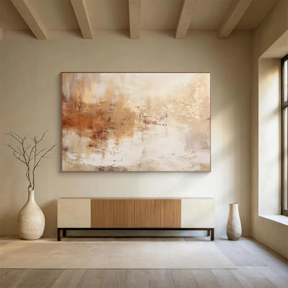 “Beige - Brown Textured Harmony” – Abstract Acrylic Painting CT1723