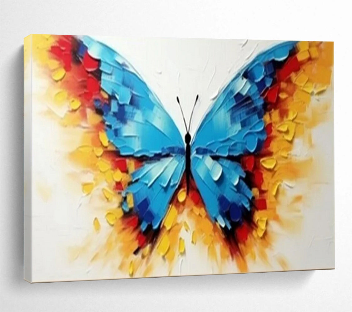 “Vibrant Butterfly” - Bright blues, yellows, reds; textured, colorful butterfly wings CT1507