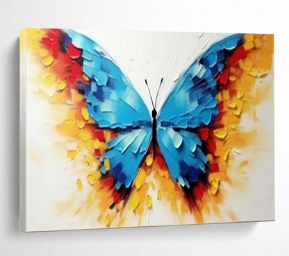 “Vibrant Butterfly” - Bright blues, yellows, reds; textured, colorful butterfly wings CT1507