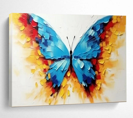 “Vibrant Butterfly” - Bright blues, yellows, reds; textured, colorful butterfly wings CT1507