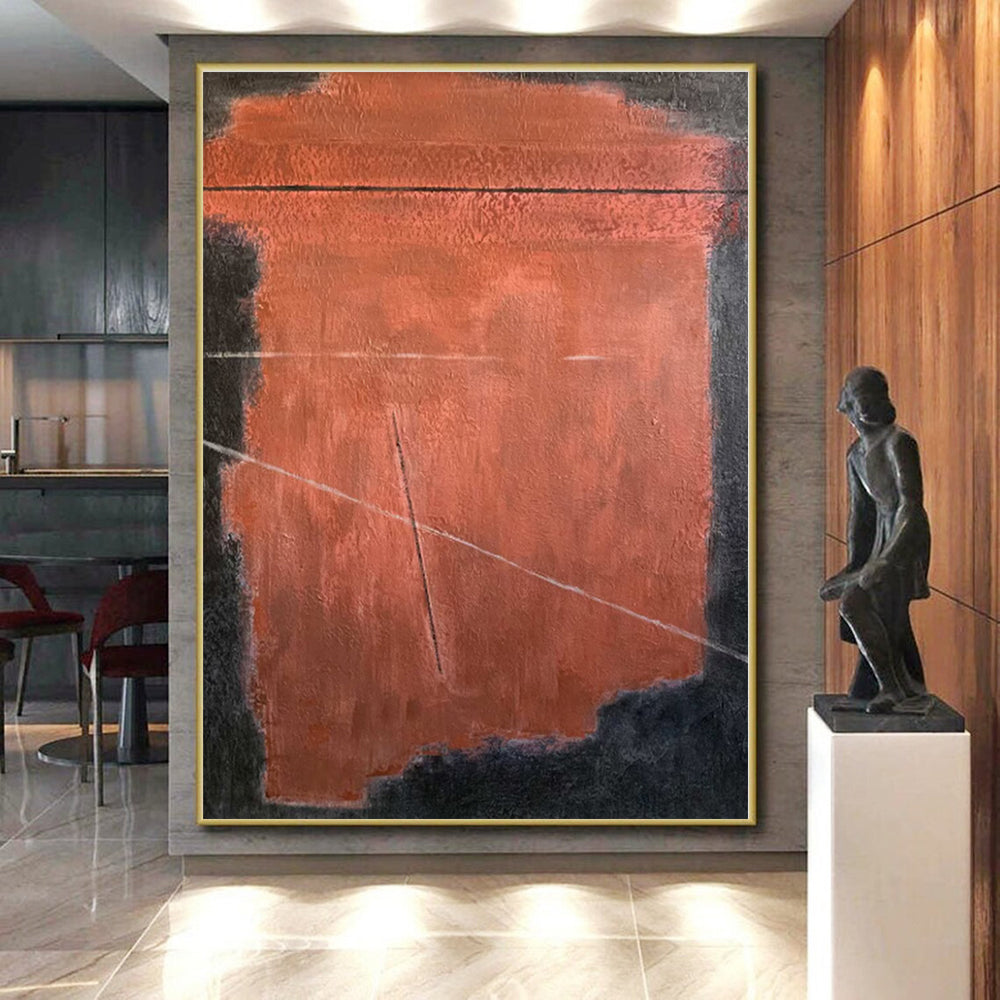 “Red - Black Geometric Abstraction” - Abstract Minimalist Art CT0457