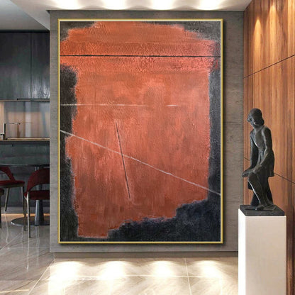 “Red - Black Geometric Abstraction” - Abstract Minimalist Art CT0457