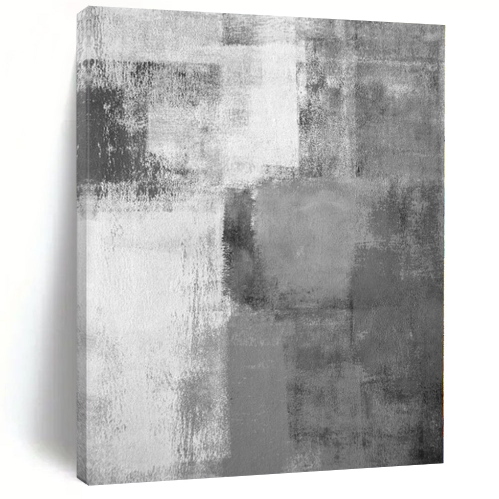 “Monochrome Grey Abstract Blocks”，Subtle Abstract Painting CT0377
