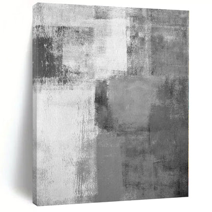 “Monochrome Grey Abstract Blocks”，Subtle Abstract Painting CT0377