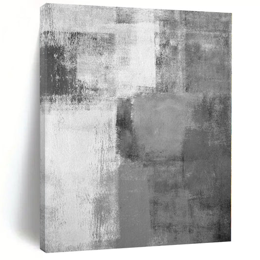 “Monochrome Grey Abstract Blocks”，Subtle Abstract Painting CT0377