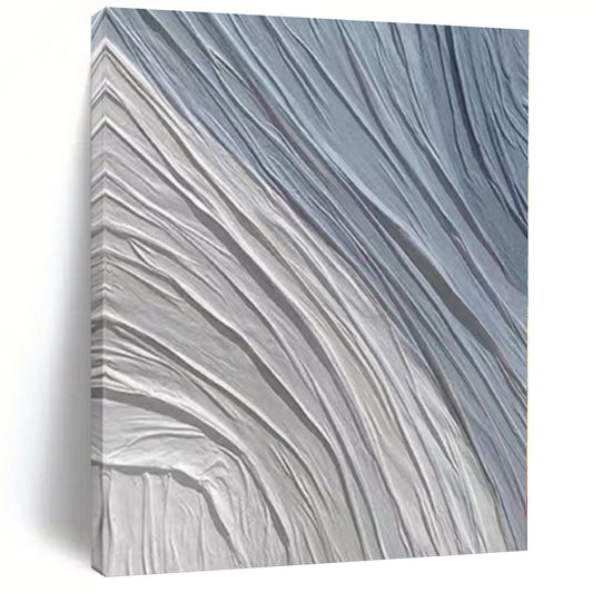 “Gray & Blue Wavy Textures” - Abstract Textural Painting CT0387