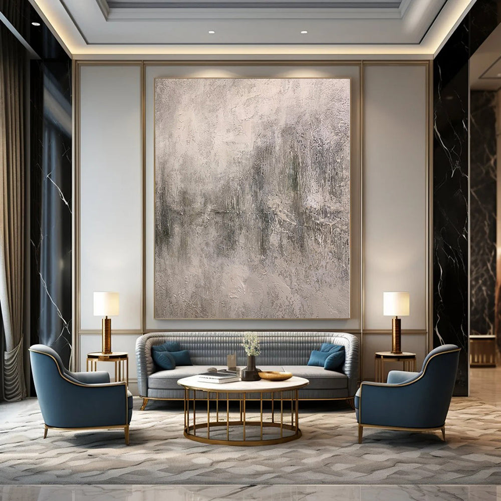 “Gray Textured Layers” - Abstract Work with Gray, White CT0110