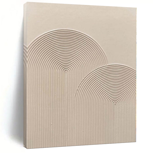 “Beige Textured Circular Waves” Minimalist Art CT0141