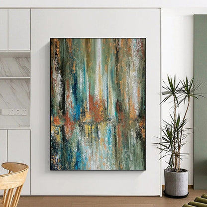 “Nature's Reflection” - Abstract Acrylic with Green, Blue, Orange, White CT0034