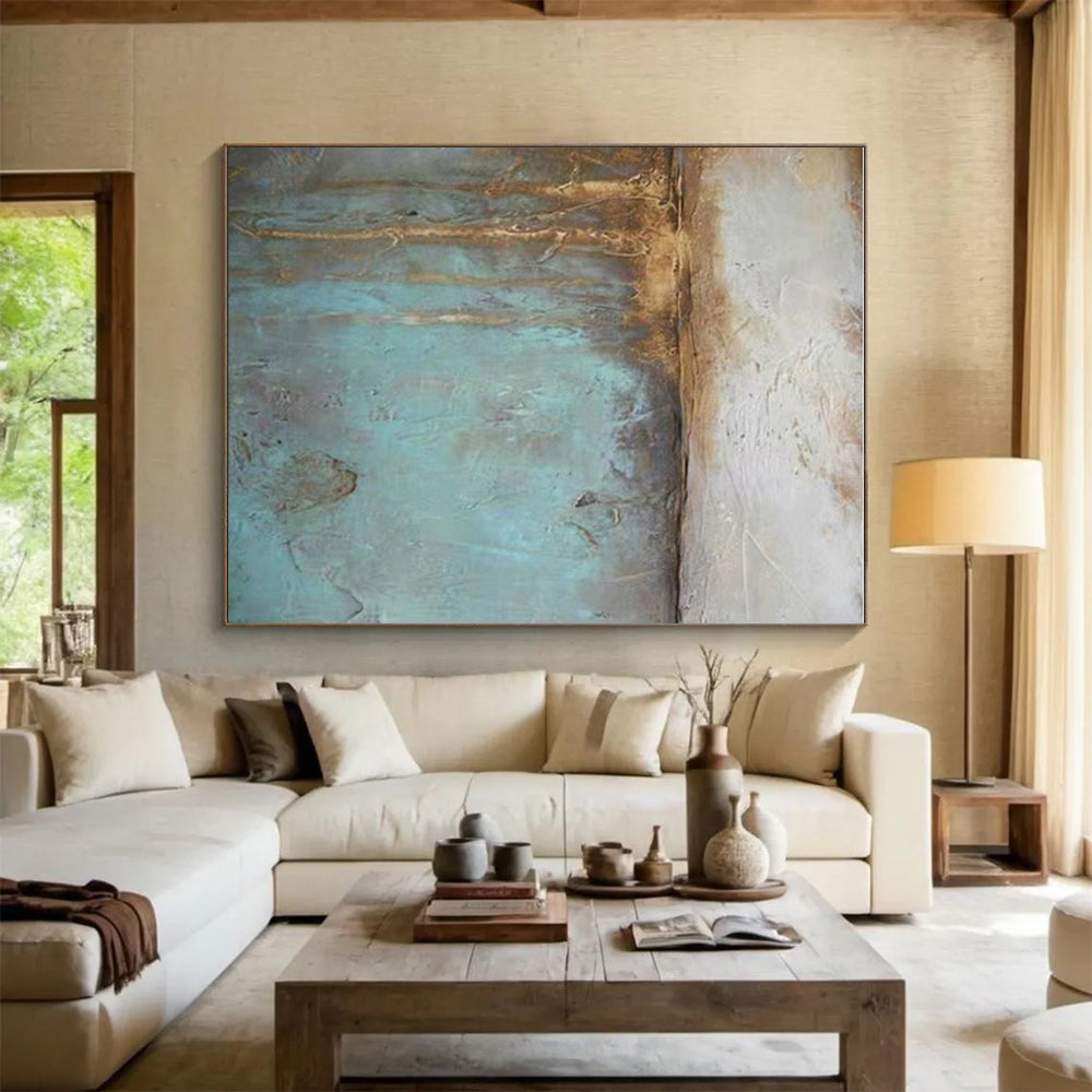 “Teal - Brown Textured Layers”，Abstract Textured Art CT0629