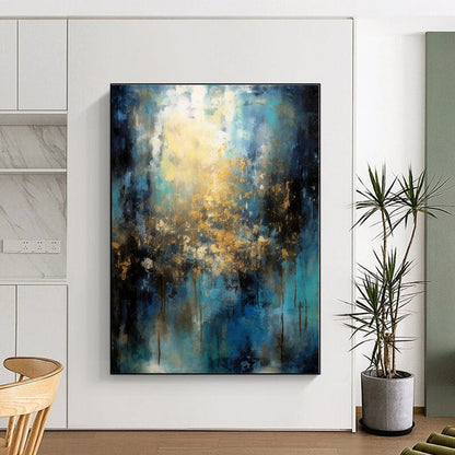 “Blue - Gold Abstract Light” - Abstract Landscape Art CT0451