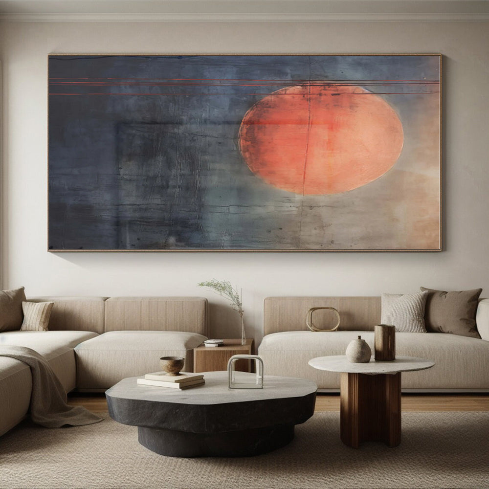 “Red Sun - Gray Sky Abstract” - Abstract Landscape Art CT0452
