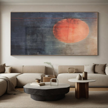 “Red Sun - Gray Sky Abstract” - Abstract Landscape Art CT0452