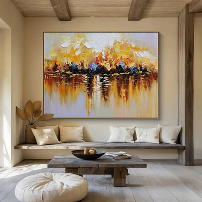 “Colorful Lake Reflection” - Yellow, orange, red, blue, purple; a lake with colorful trees reflected CT1559