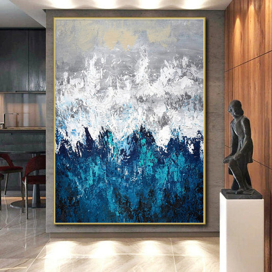 “Gray - Blue Mountain Whispers” Abstract Acrylic Art CT0286