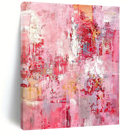 “Pink - Red Abstract Textures” Expressionistic Acrylic Art CT0204