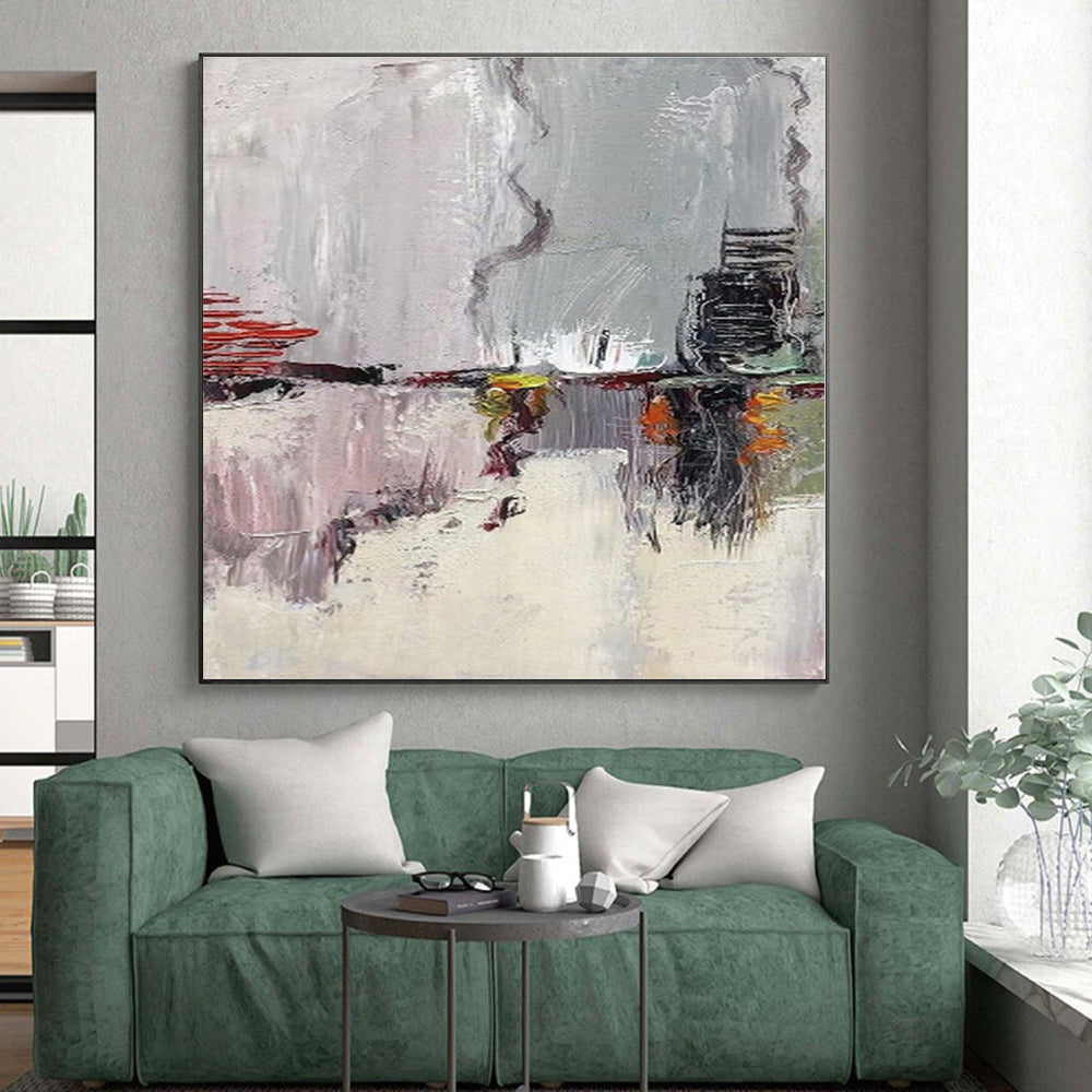 “Gray - Colorful Abstract Landscape” - Abstract Impressionistic Painting CT0402