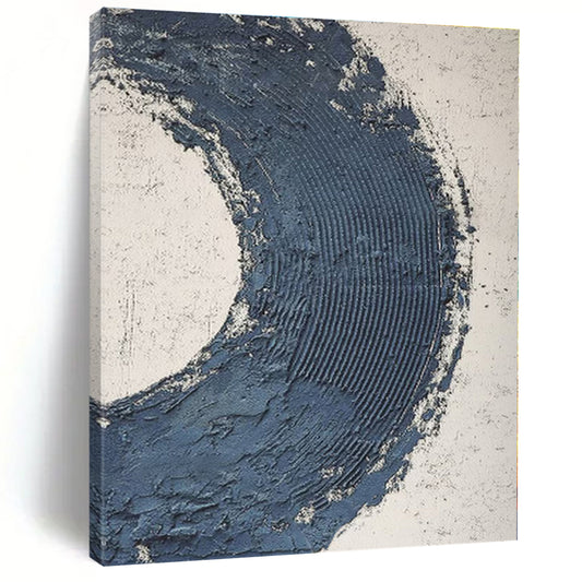 “Deep Blue Textured Crescent” - Abstract Textural Art CT0427