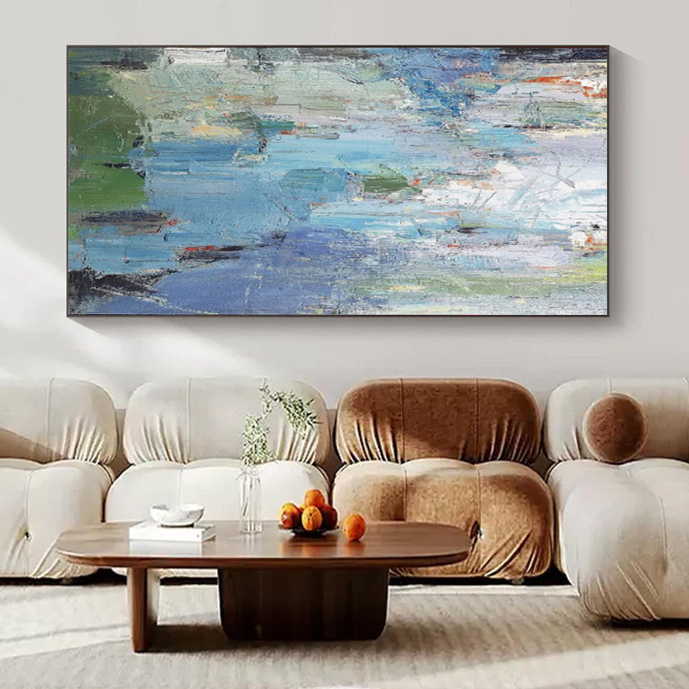 “Blue - Hued Abstract Layers” Impressionistic Acrylic Art CT0176