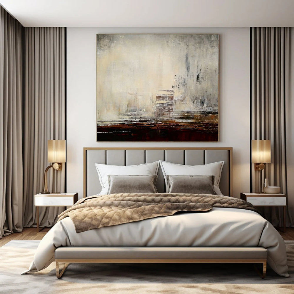 “Gray - Brown Abstract Cityscape” Impressionistic Acrylic Art CT0205