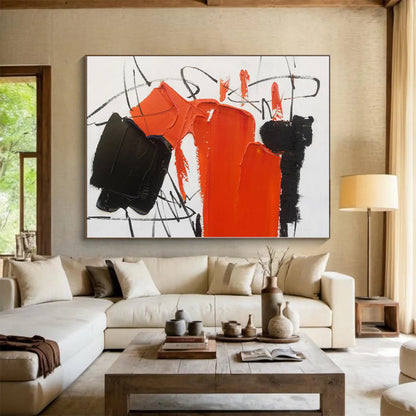 “Red - Black - White Abstract” - Abstract Expressionist Art CT0513