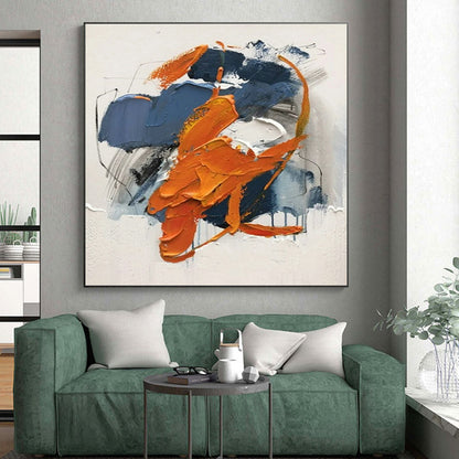 “Blue - Orange Textured Impasto”，Abstract Impasto Art CT0613