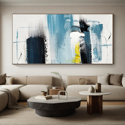 “Blue - Black - Yellow Abstract” - Abstract Expressionist Art CT0483