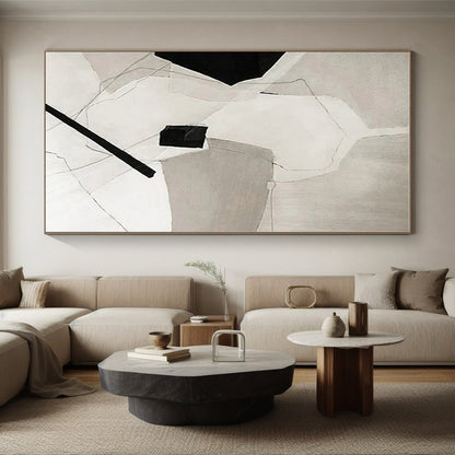 “Monochrome Geometric Abstraction”，Abstract Minimalist Oil Painting CT0559