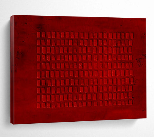 “Hand - painted Red Grid” - Textured red grid pattern CT1651