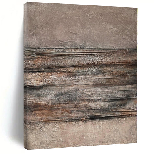 “Brown - Gray Textured Layers” Abstract Mixed - Media Creation CT0118