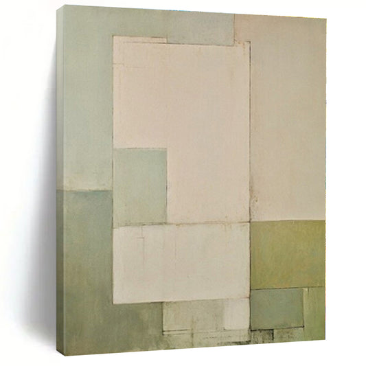 “Pale Green - Beige Geometric Simplicity” - Abstract Minimal Art CT0399